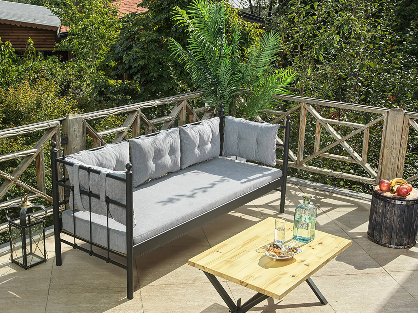 Lalas Metallic Sofa With Cushions